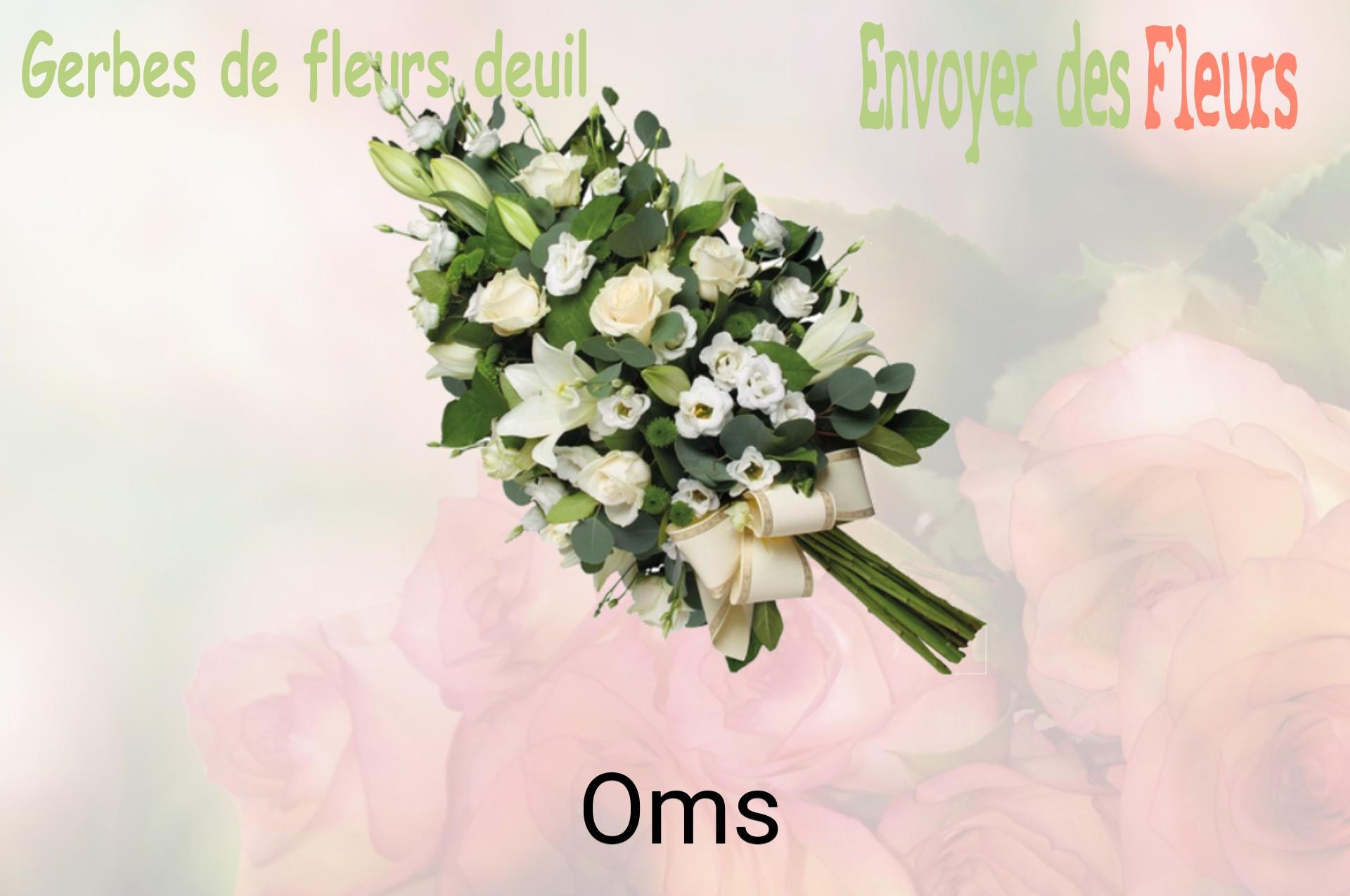 Gerbe de fleurs de deuil livrée à Oms